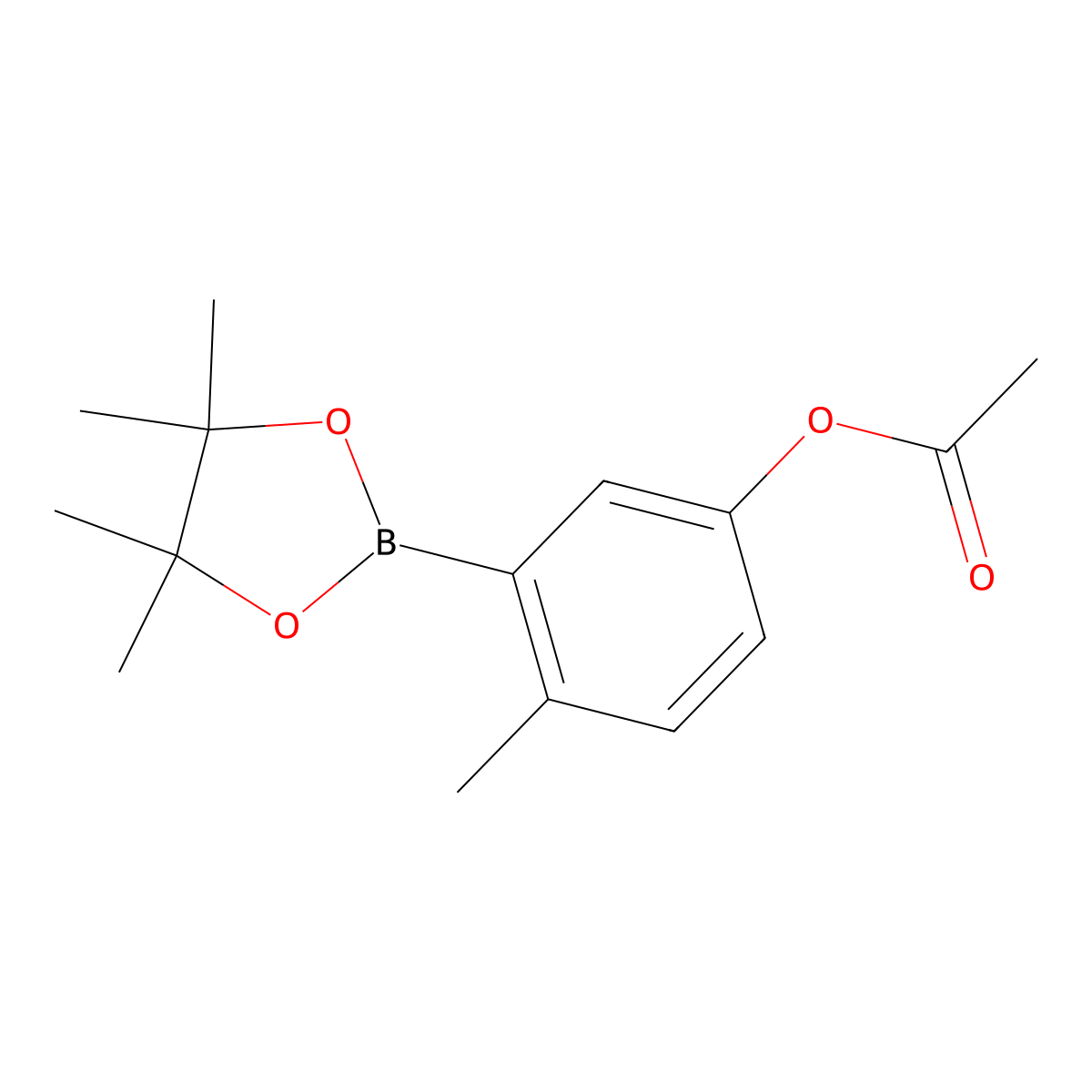 4-Methyl-3-(4,4,5,5-tetramethyl-1,3,2-dioxaborolan-2-yl)phenyl acetate molecular structure, CAS 2490666-23-2