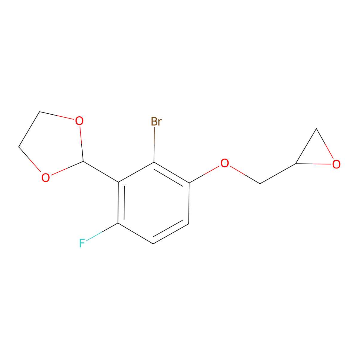 2-{2-bromo-6-fluoro-3-[(2R)-oxiran-2-ylmethoxy]phenyl}-1,3-dioxolane molecular structure, CAS 2490678-83-4