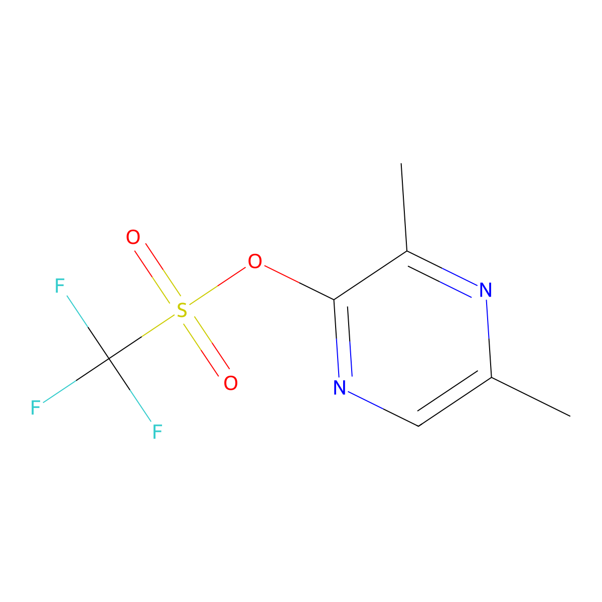 (3,5-Dimethylpyrazin-2-yl) trifluoromethanesulfonate molecular structure, CAS 2490679-72-4