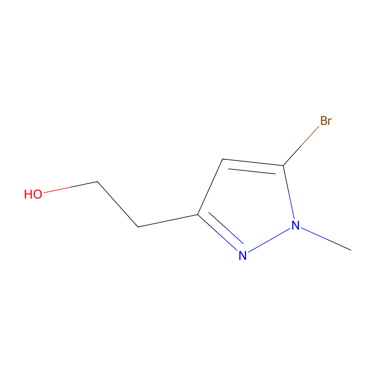 2-(5-bromo-1-methyl-1H-pyrazol-3-yl)ethan-1-ol molecular structure, CAS 2490680-56-1