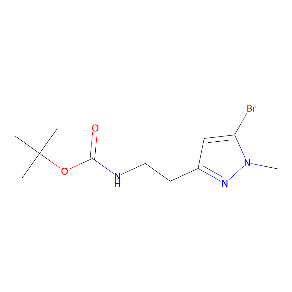tert-butyl (2-(5-bromo-1-methyl-1H-pyrazol-3-yl)ethyl)carbamate molecular structure, CAS 2490680-62-9