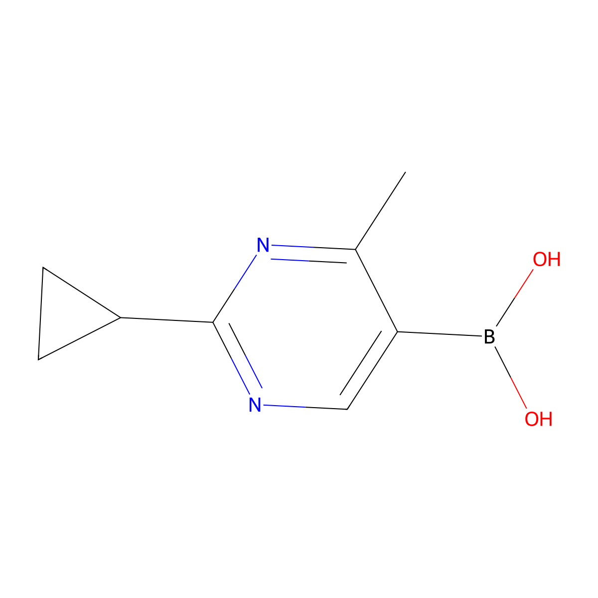 (2-Cyclopropyl-4-methylpyrimidin-5-yl)boronic acid molecular structure, CAS 2490680-91-4