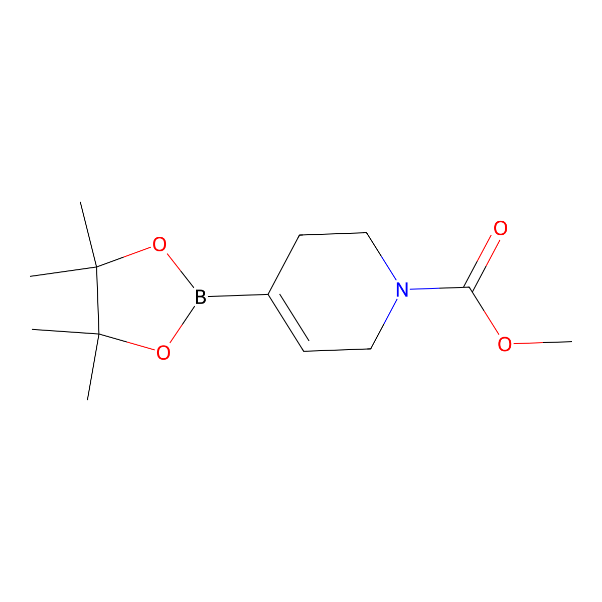 Methyl 4-(4,4,5,5-tetramethyl-1,3,2-dioxaborolan-2-yl)-3,6-dihydropyridine-1(2H)-carboxylate molecular structure, CAS 2490681-47-3