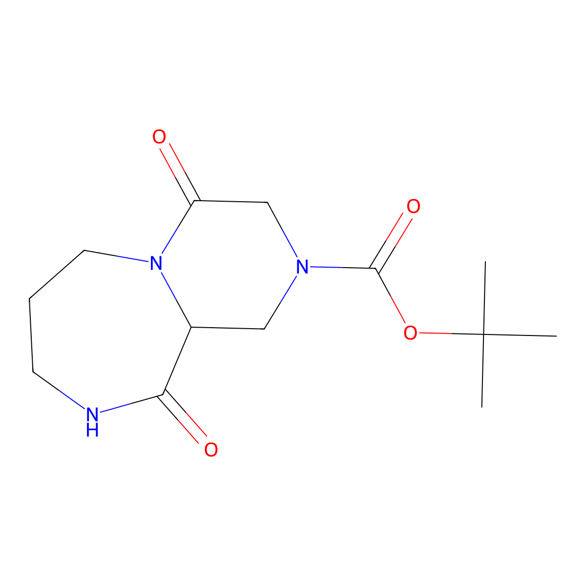 Tert-butyl 4,10-dioxo-decahydropyrazino[1,2-a][1,4]diazepine-2-carboxylate molecular structure, CAS 2490697-98-6