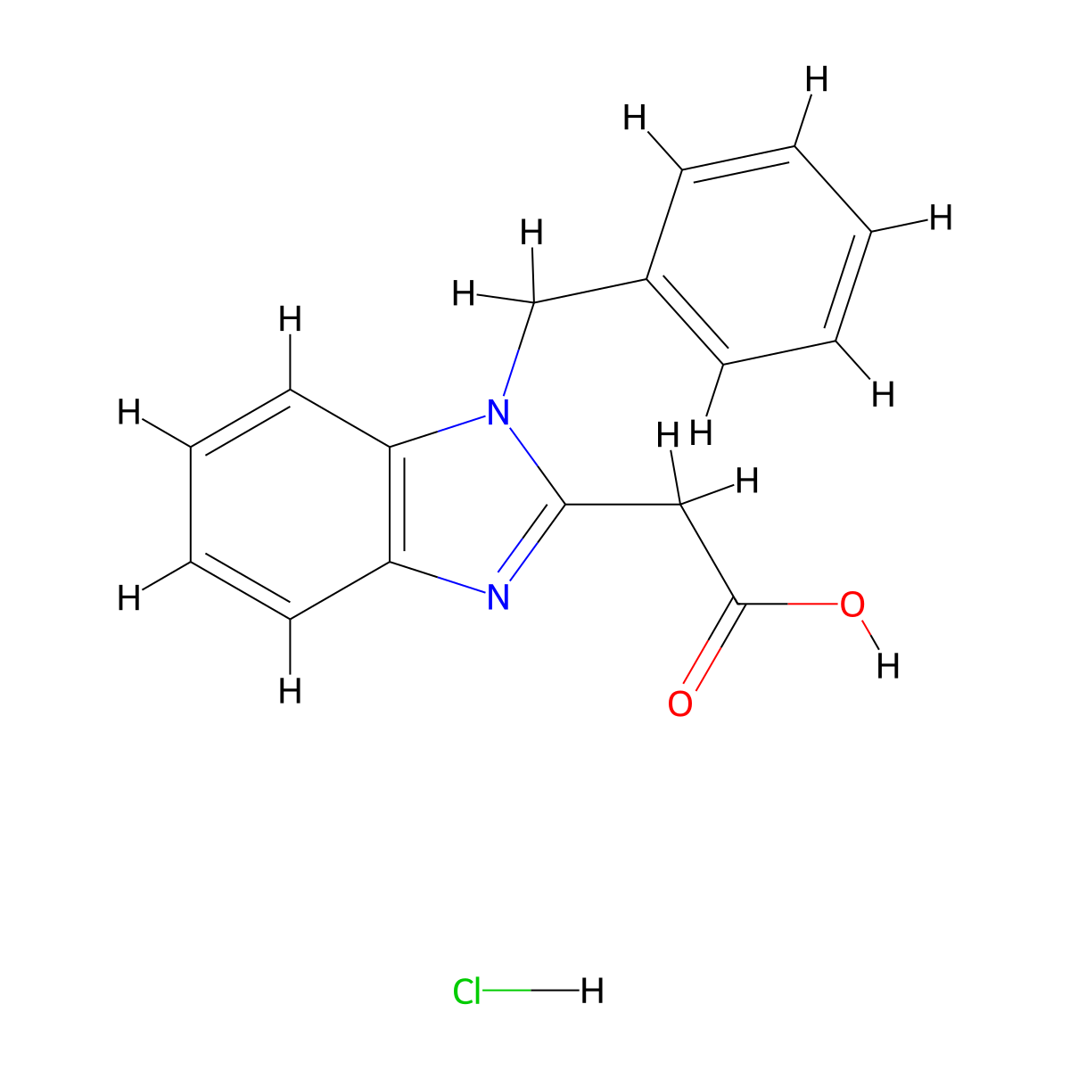 2-(1-benzyl-1H-1,3-benzodiazol-2-yl)acetic acid hydrochloride molecular structure, CAS 2490698-06-9