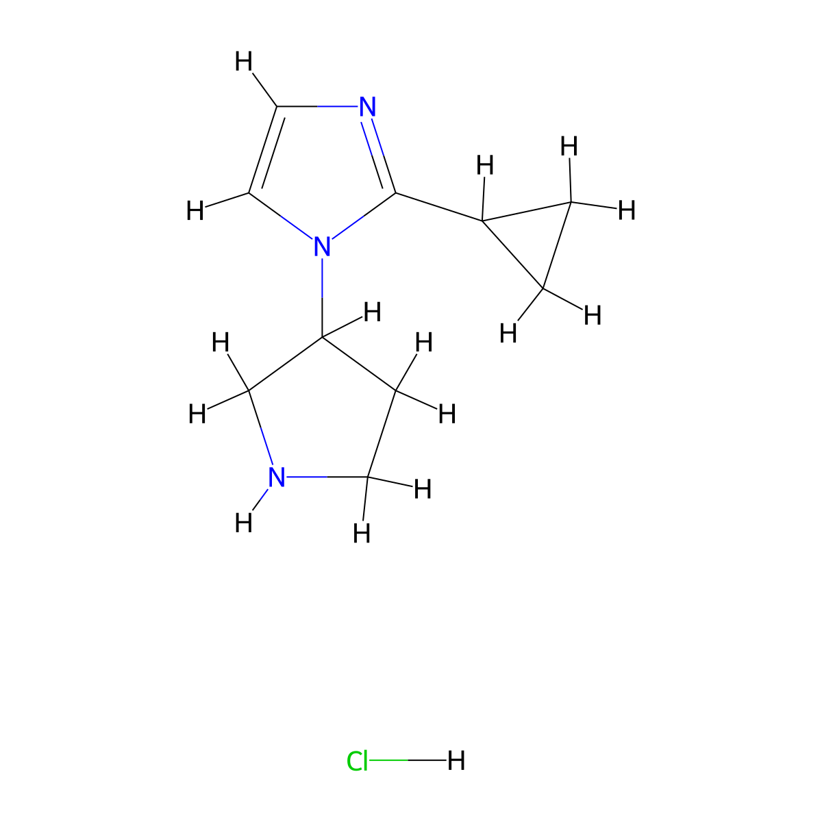 2-cyclopropyl-1-(pyrrolidin-3-yl)-1H-imidazole hydrochloride molecular structure, CAS 2490698-16-1