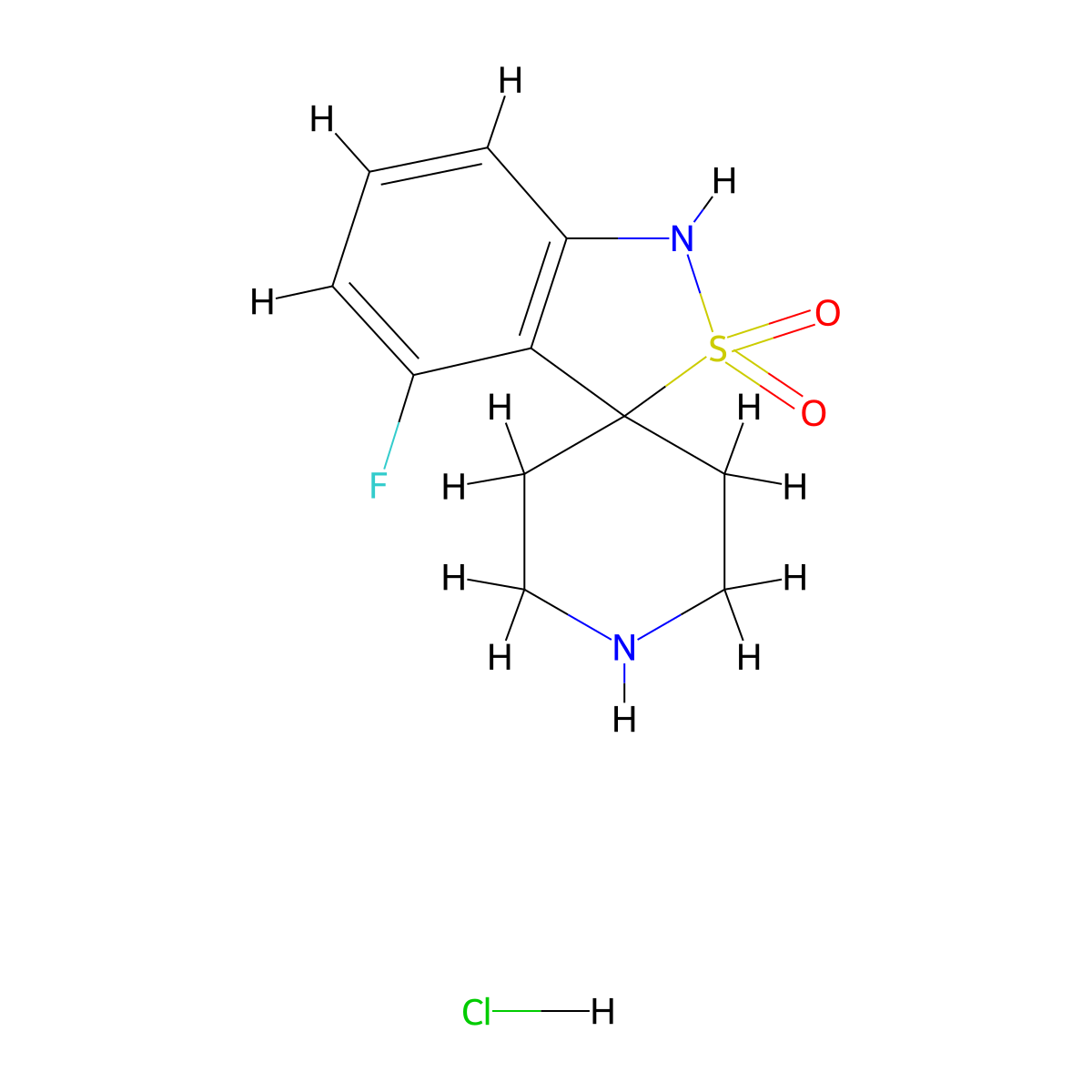 4-Fluoro-1H-spiro[benzo[c]isothiazole-3,4'-piperidine] 2,2-dioxide hydrochloride molecular structure, CAS 2490698-20-7