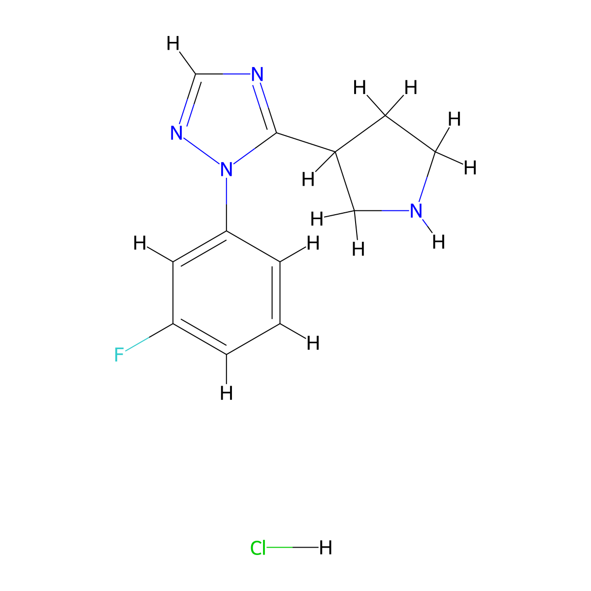 1-(3-fluorophenyl)-5-(pyrrolidin-3-yl)-1H-1,2,4-triazole hydrochloride molecular structure, CAS 2490698-21-8