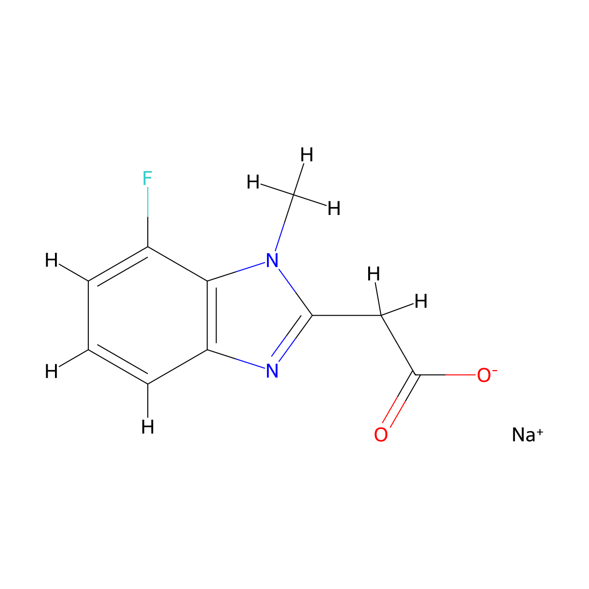 sodium 2-(7-fluoro-1-methyl-1H-1,3-benzodiazol-2-yl)acetate molecular structure, CAS 2490698-24-1