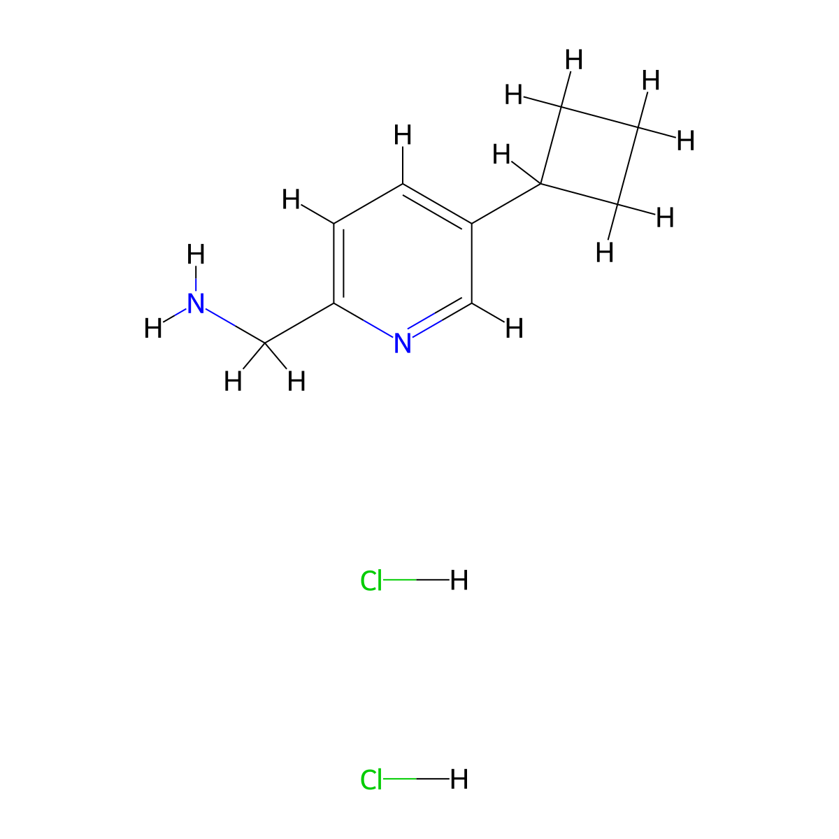 1-(5-Cyclobutylpyridin-2-yl)methanamine dihydrochloride molecular structure, CAS 2490698-29-6