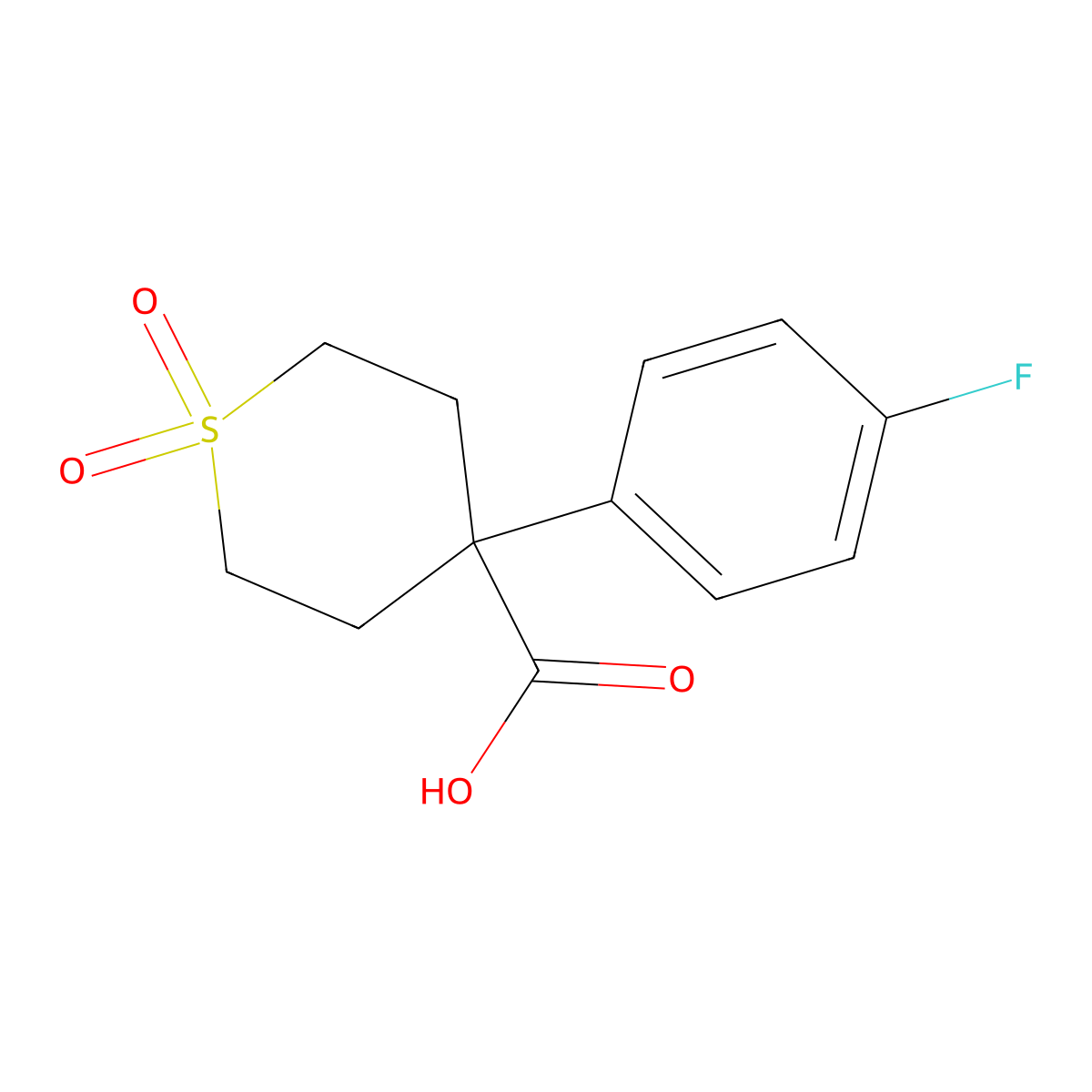 4-(4-fluorophenyl)tetrahydro-2H-thiopyran-4-carboxylic acid 1,1-dioxide molecular structure, CAS 2490698-30-9