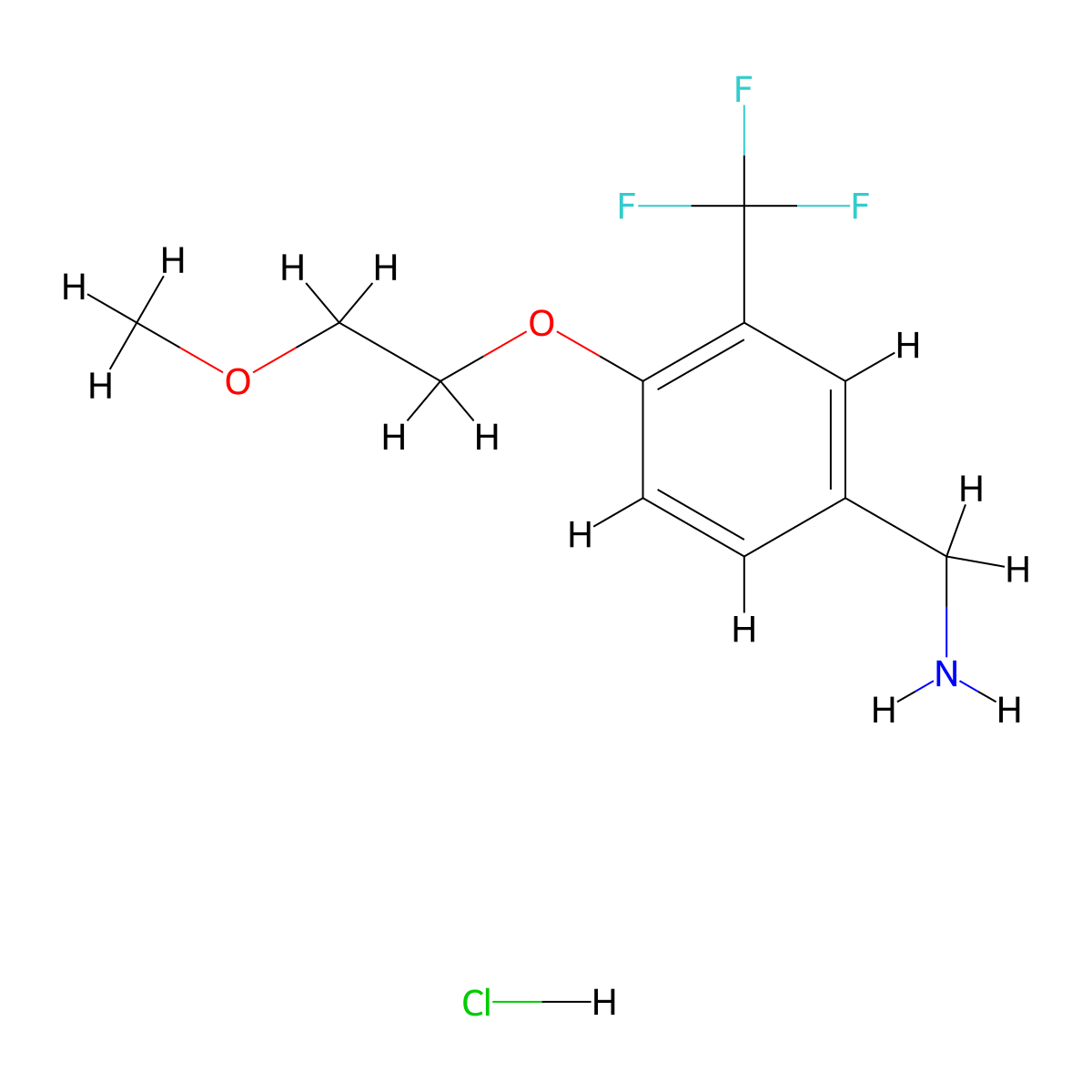 1-[4-(2-Methoxyethoxy)-3-(trifluoromethyl)phenyl]methanamine hydrochloride molecular structure, CAS 2490698-32-1