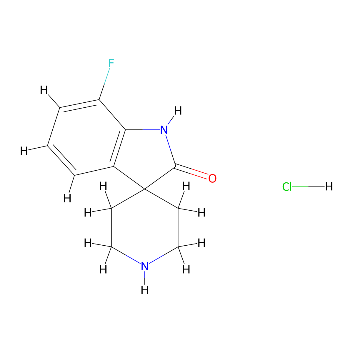 7-Fluoro-1,2-dihydrospiro[indole-3,4'-piperidin]-2-one hydrochloride molecular structure, CAS 2490698-34-3