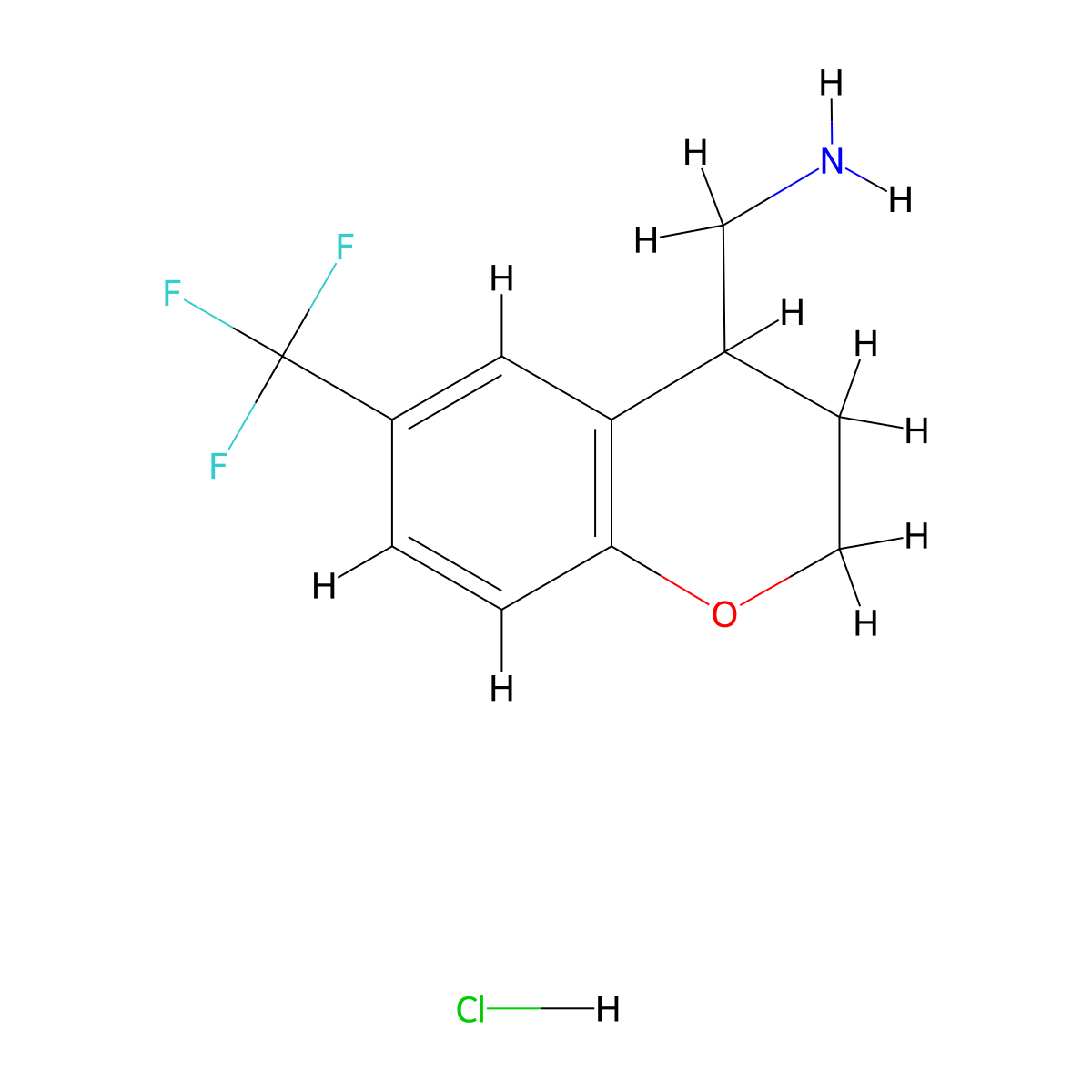 1-[6-(trifluoromethyl)-3,4-dihydro-2H-1-benzopyran-4-yl]methanamine hydrochloride molecular structure, CAS 2490698-37-6