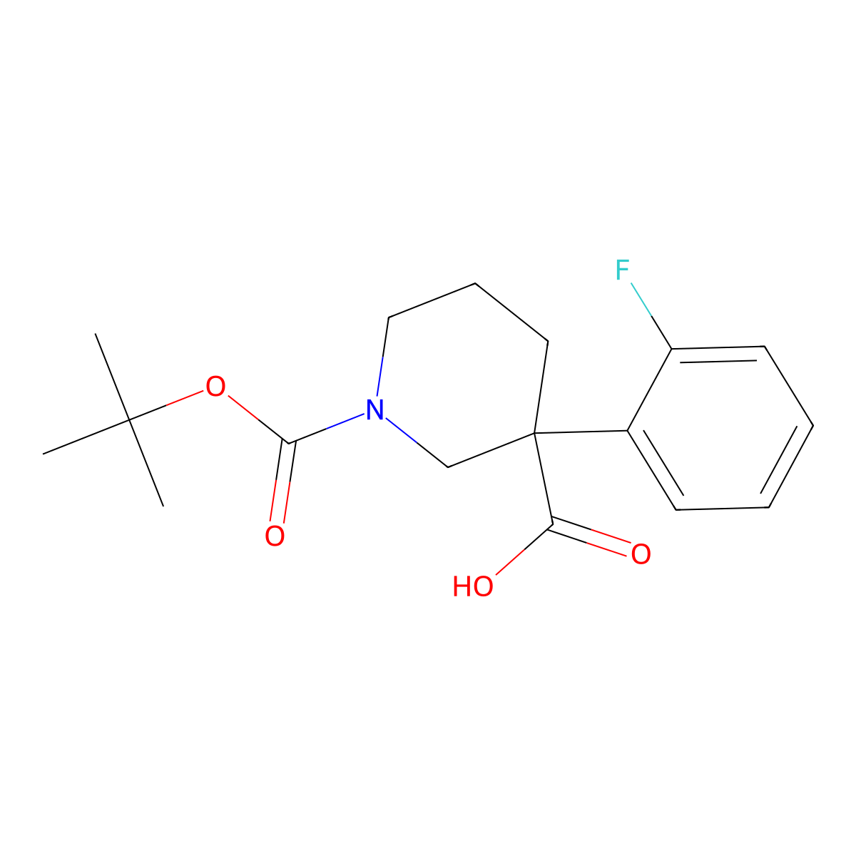 1-(tert-Butoxycarbonyl)-3-(2-fluorophenyl)piperidine-3-carboxylic acid molecular structure, CAS 2490698-38-7