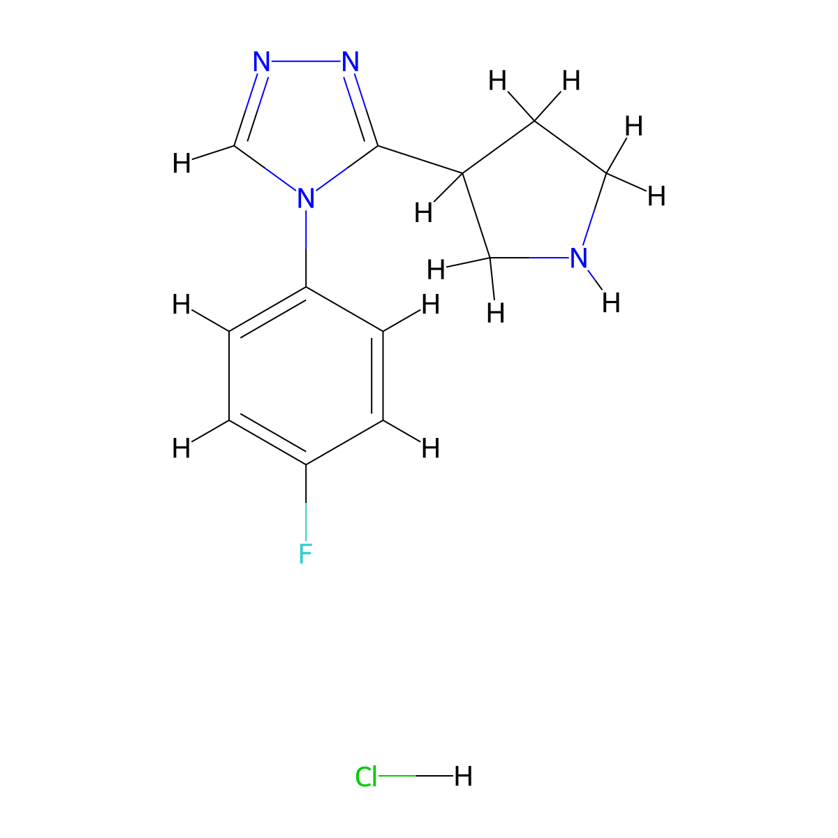 4-(4-fluorophenyl)-3-(pyrrolidin-3-yl)-4H-1,2,4-triazole hydrochloride molecular structure, CAS 2490698-39-8