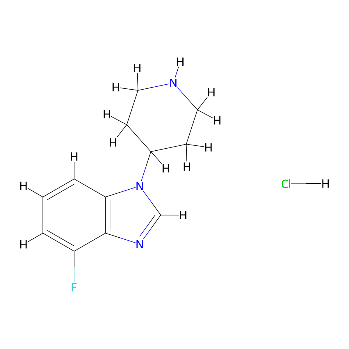 4-fluoro-1-(piperidin-4-yl)-1H-1,3-benzodiazole hydrochloride molecular structure, CAS 2490698-43-4