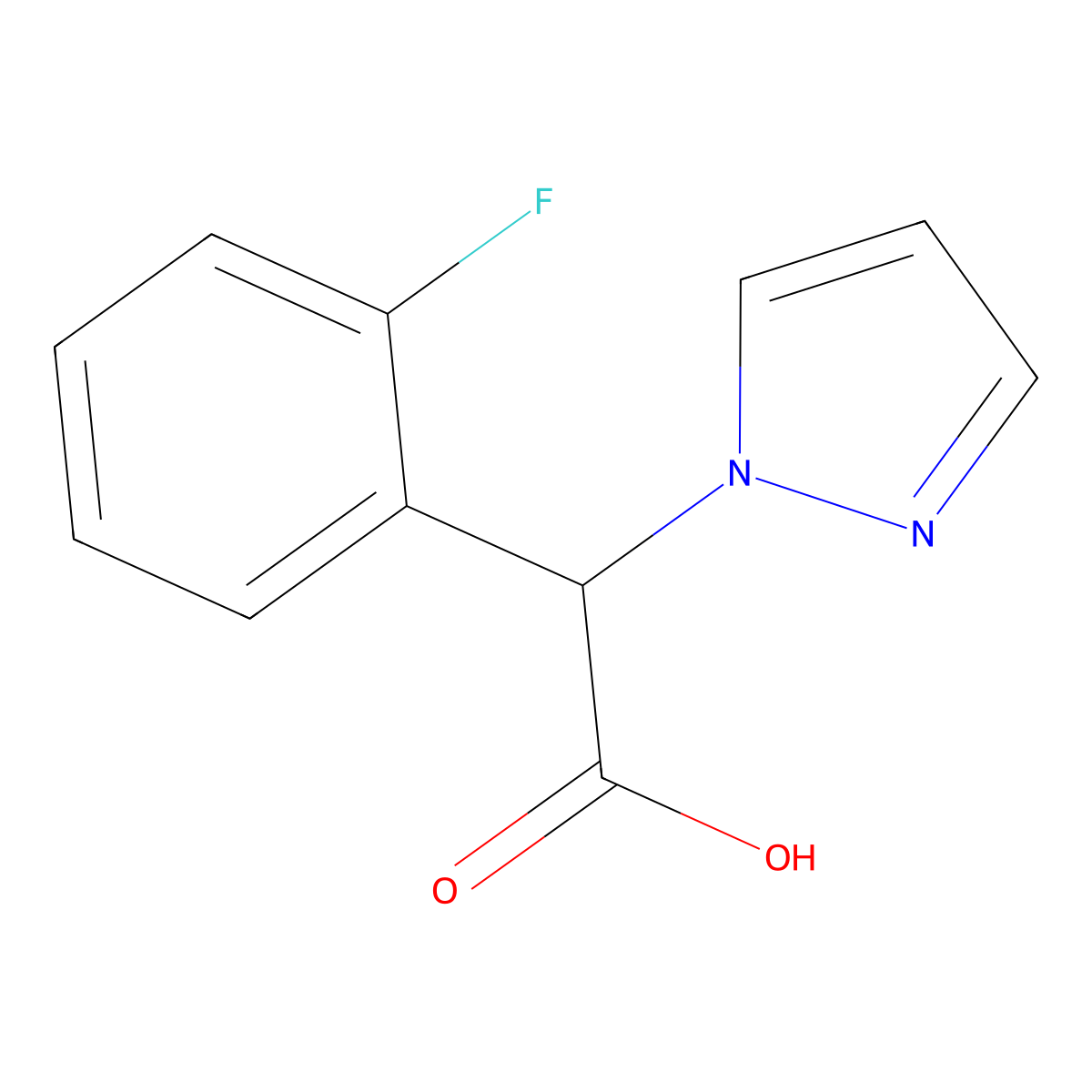 2-(2-fluorophenyl)-2-(1H-pyrazol-1-yl)acetic acid molecular structure, CAS 2490698-52-5
