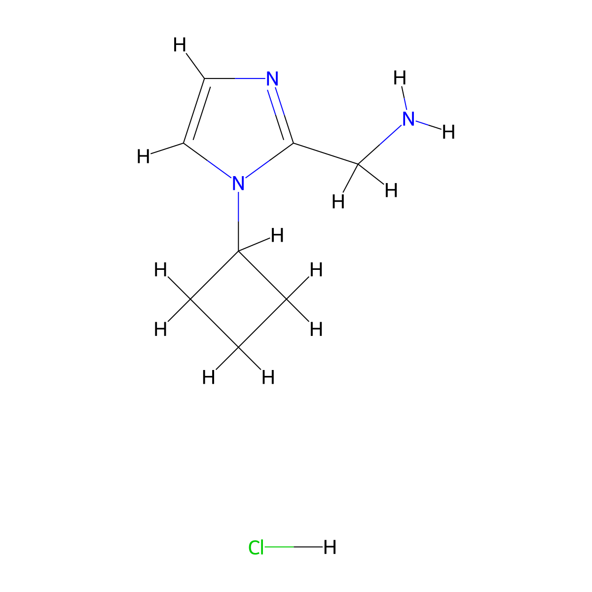 (1-cyclobutyl-1H-imidazol-2-yl)methanamine hydrochloride molecular structure, CAS 2490704-94-2