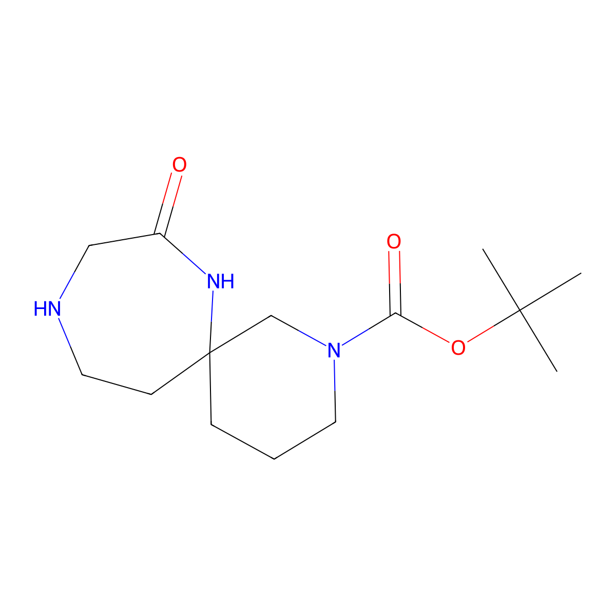Tert-butyl 8-oxo-2,7,10-triazaspiro[5.6]dodecane-2-carboxylate molecular structure, CAS 2490704-98-6