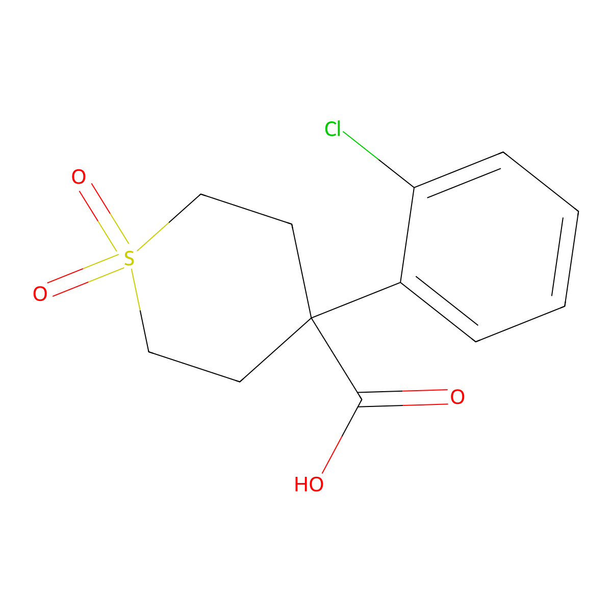 4-(2-chlorophenyl)tetrahydro-2H-thiopyran-4-carboxylic acid 1,1-dioxide molecular structure, CAS 2490705-02-5