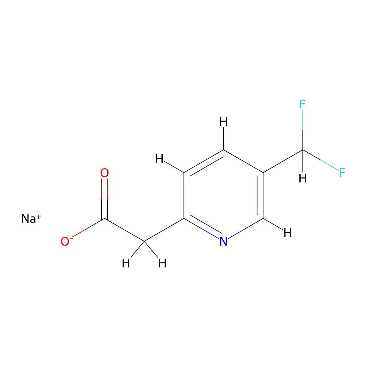 Sodium 2-[5-(difluoromethyl)pyridin-2-yl]acetate molecular structure, CAS 2490705-05-8