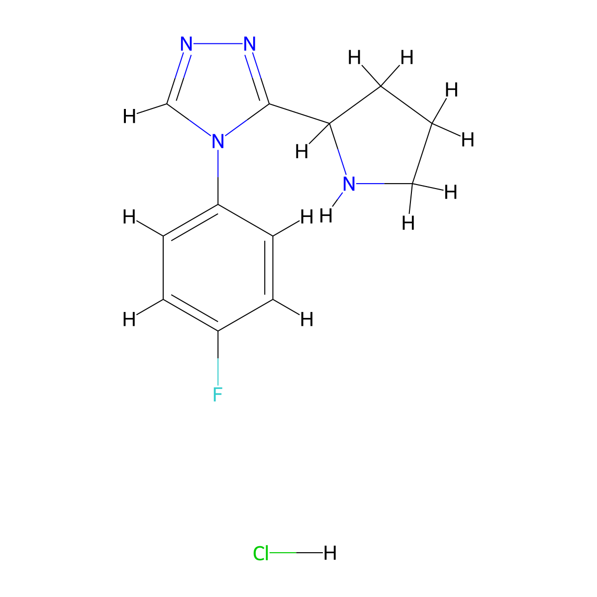 4-(4-fluorophenyl)-3-(pyrrolidin-2-yl)-4H-1,2,4-triazole hydrochloride molecular structure, CAS 2490705-10-5