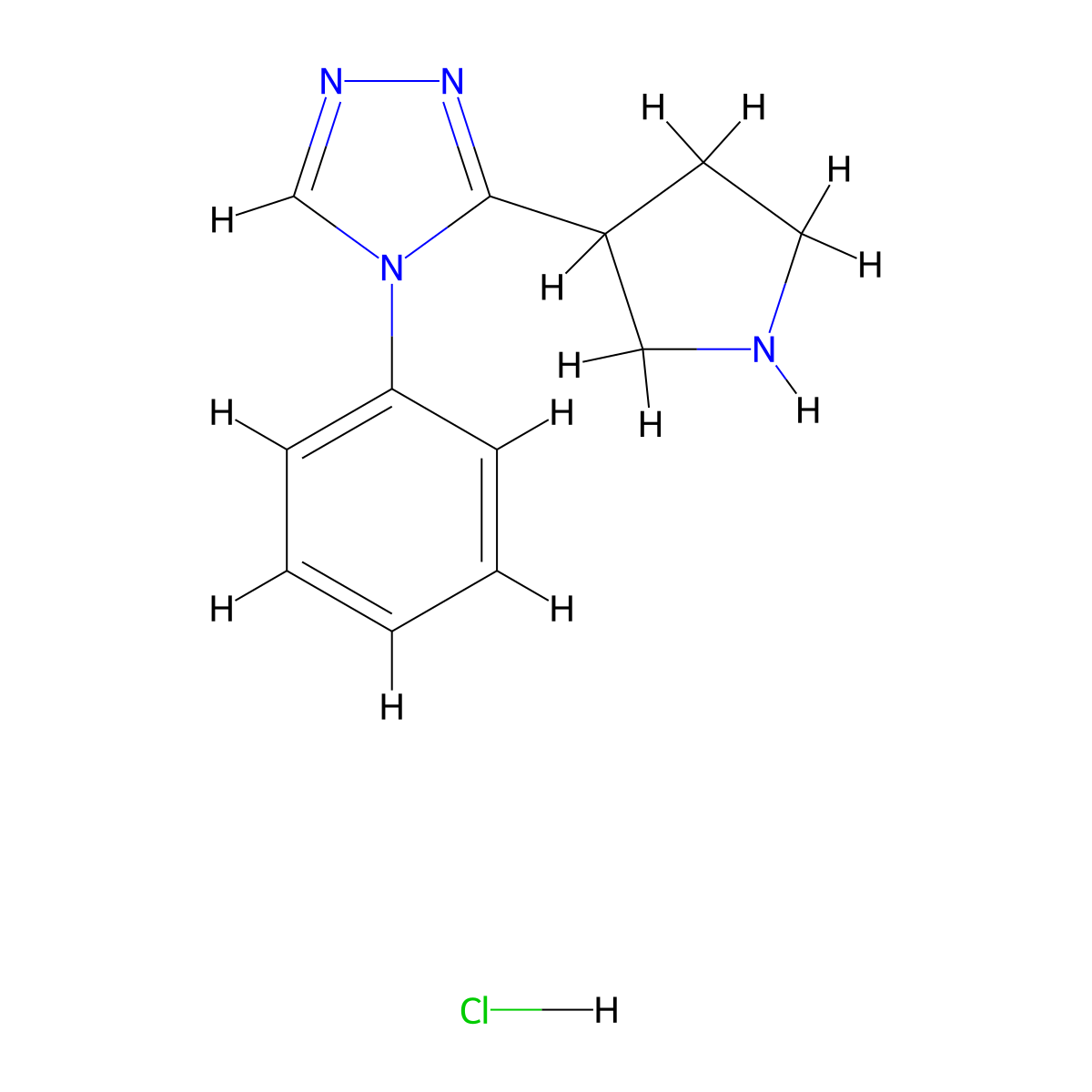 4-phenyl-3-(pyrrolidin-3-yl)-4H-1,2,4-triazole hydrochloride molecular structure, CAS 2490705-13-8