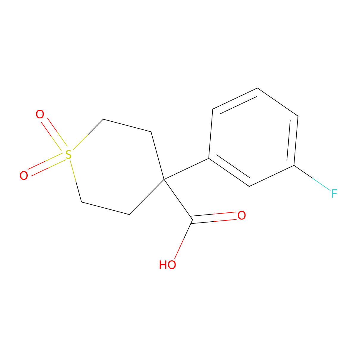 4-(3-fluorophenyl)tetrahydro-2H-thiopyran-4-carboxylic acid 1,1-dioxide molecular structure, CAS 2490705-21-8