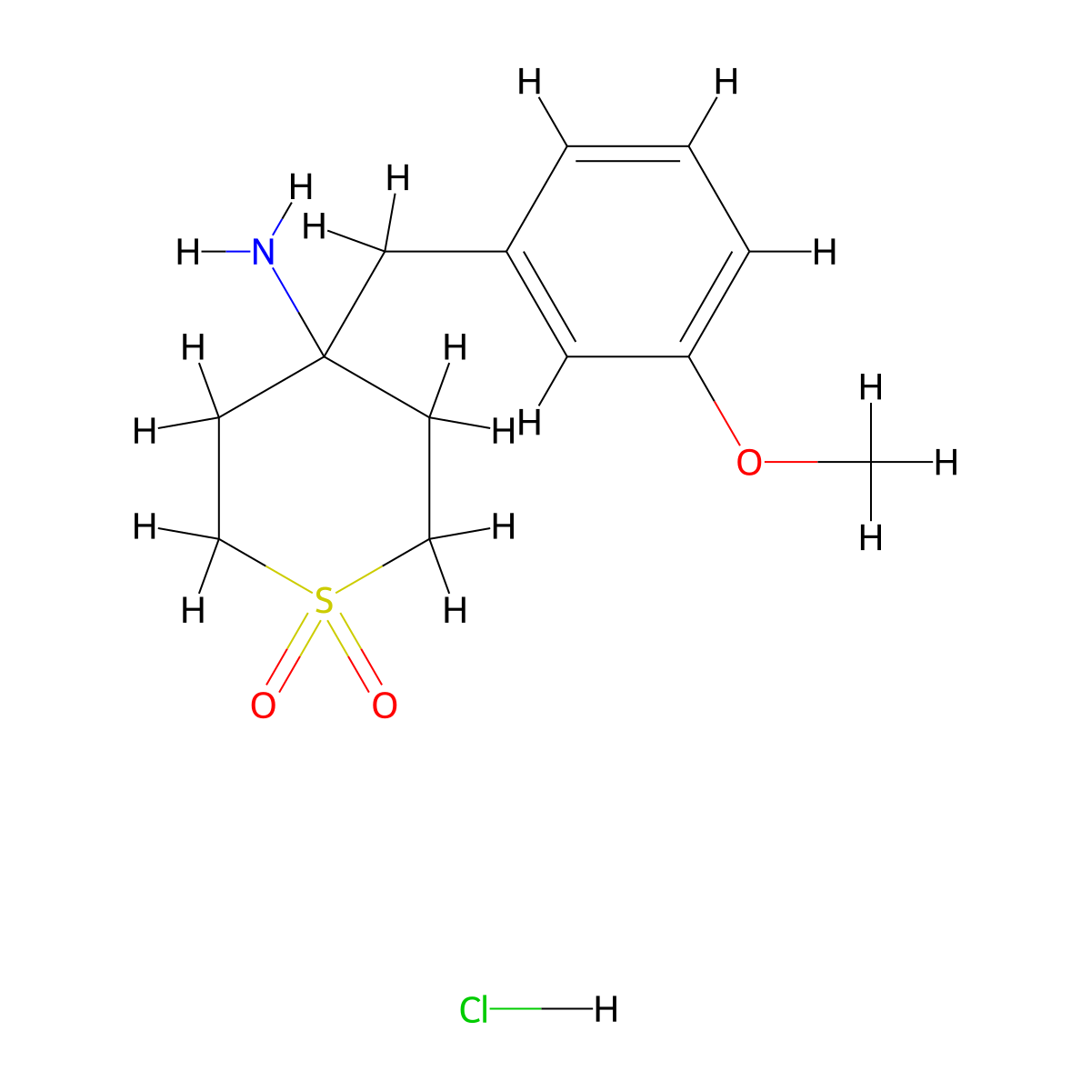 4-Amino-4-(3-methoxybenzyl)tetrahydro-2H-thiopyran 1,1-dioxide hydrochloride molecular structure, CAS 2490705-22-9