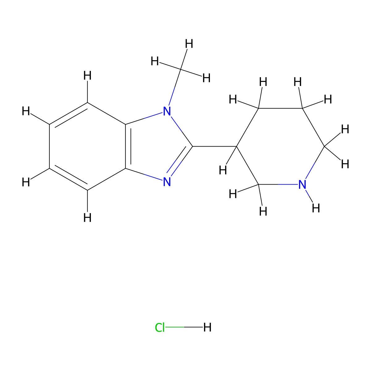 1-methyl-2-(piperidin-3-yl)-1H-1,3-benzodiazole hydrochloride molecular structure, CAS 2490705-25-2