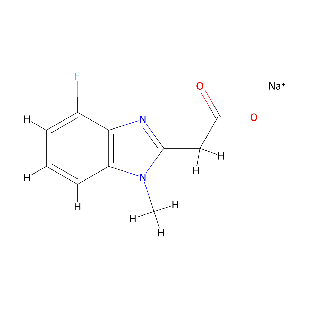 sodium 2-(4-fluoro-1-methyl-1H-1,3-benzodiazol-2-yl)acetate molecular structure, CAS 2490705-26-3