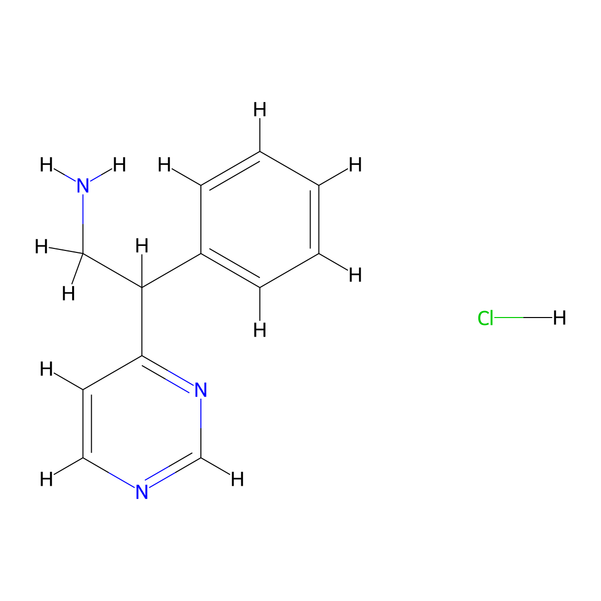2-Phenyl-2-(pyrimidin-4-yl)ethan-1-amine hydrochloride molecular structure, CAS 2490705-31-0