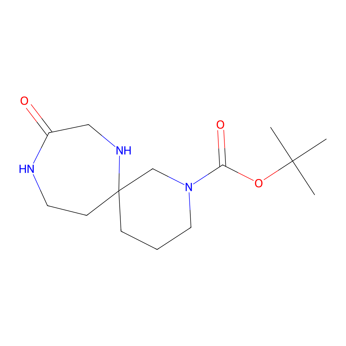 Tert-butyl 9-oxo-2,7,10-triazaspiro[5.6]dodecane-2-carboxylate molecular structure, CAS 2490705-34-3