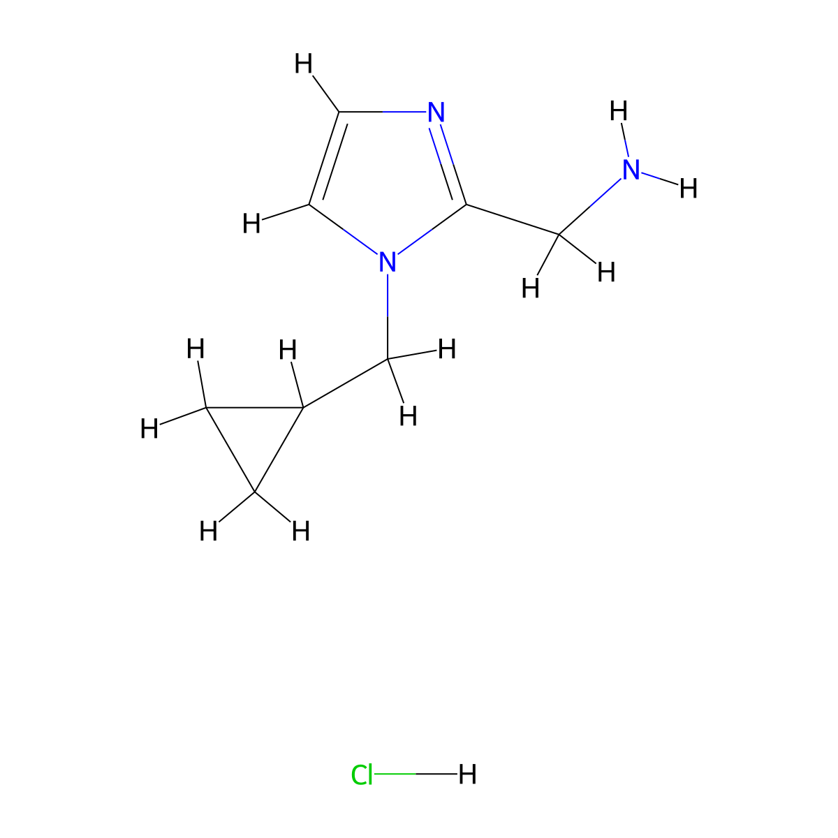 1-[1-(cyclopropylmethyl)-1H-imidazol-2-yl]methanamine hydrochloride molecular structure, CAS 2490705-40-1