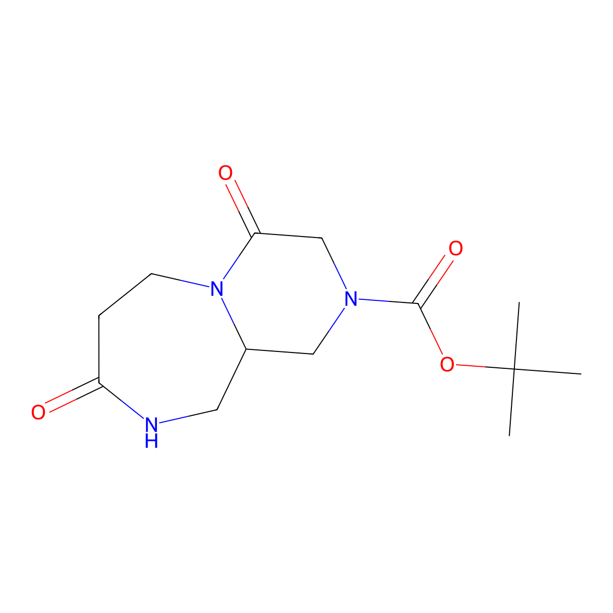 Tert-butyl 4,8-dioxo-decahydropyrazino[1,2-a][1,4]diazepine-2-carboxylate molecular structure, CAS 2490709-08-3