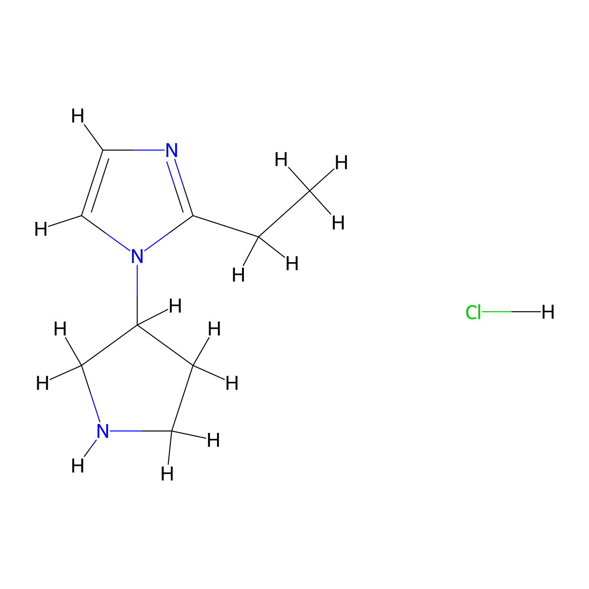2-ethyl-1-(pyrrolidin-3-yl)-1H-imidazole hydrochloride molecular structure, CAS 2490709-14-1