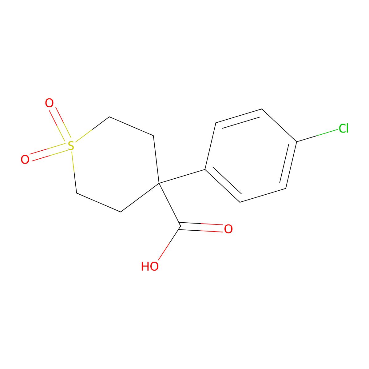 4-(4-chlorophenyl)tetrahydro-2H-thiopyran-4-carboxylic acid 1,1-dioxide molecular structure, CAS 2490709-15-2