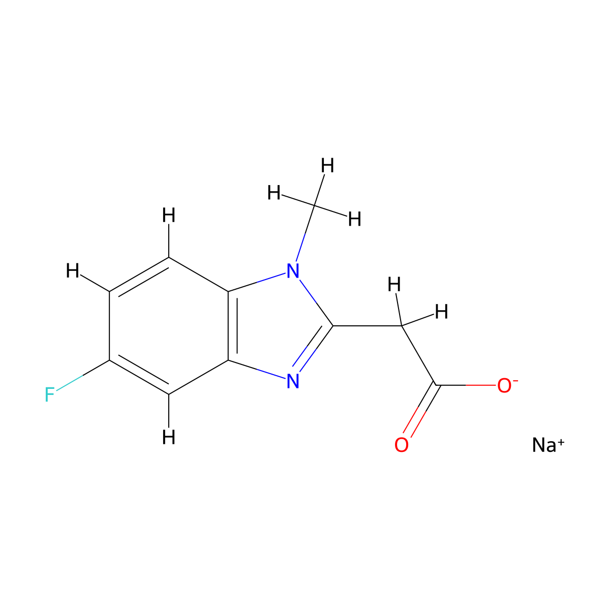 sodium 2-(5-fluoro-1-methyl-1H-1,3-benzodiazol-2-yl)acetate molecular structure, CAS 2490709-23-2