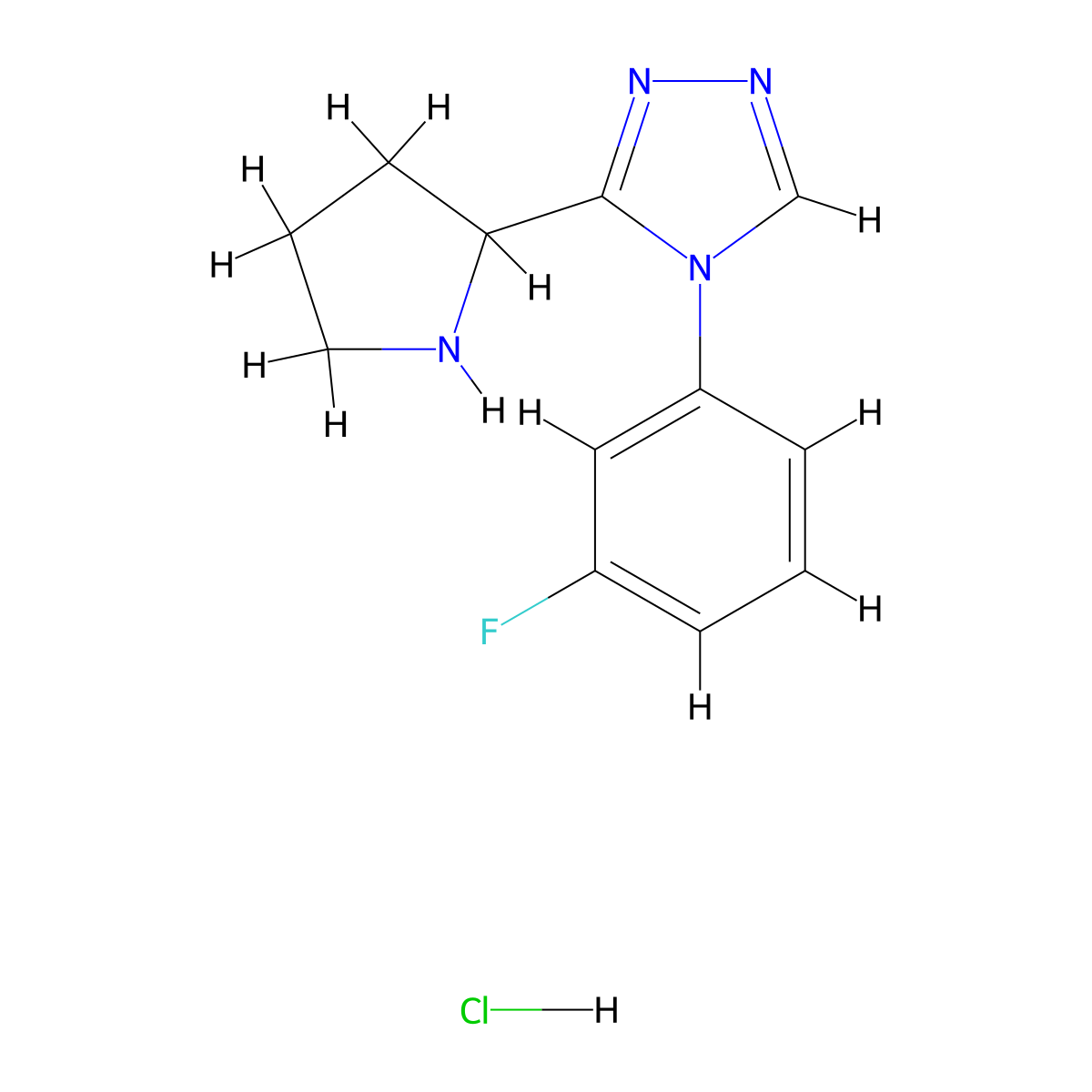 4-(3-fluorophenyl)-3-(pyrrolidin-2-yl)-4H-1,2,4-triazole hydrochloride molecular structure, CAS 2490709-33-4