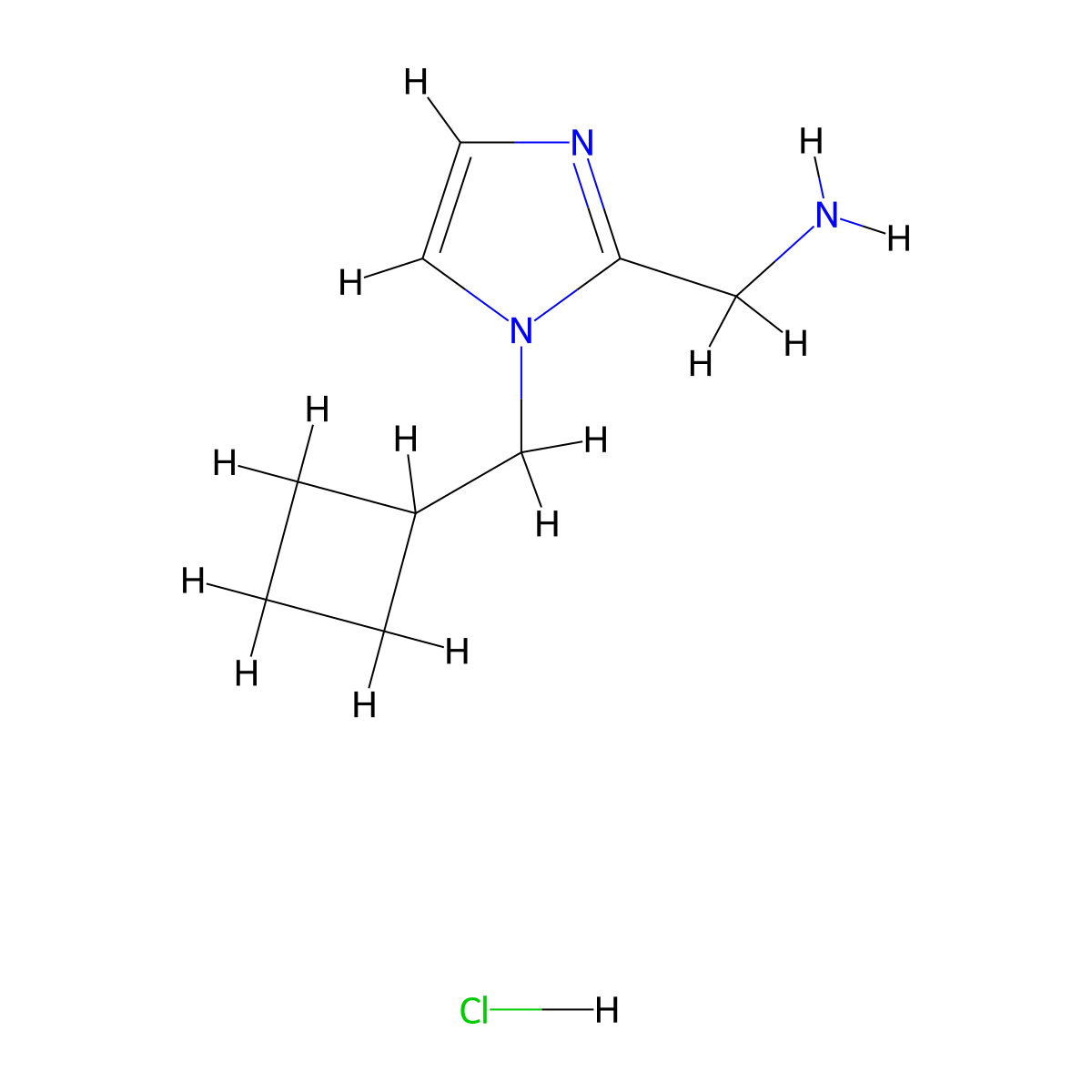 1-[1-(cyclobutylmethyl)-1H-imidazol-2-yl]methanamine hydrochloride molecular structure, CAS 2490709-35-6