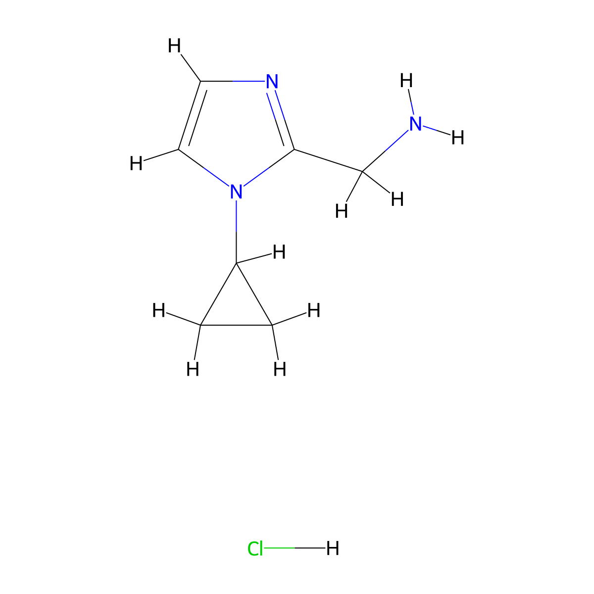 1-(1-cyclopropyl-1H-imidazol-2-yl)methanamine hydrochloride molecular structure, CAS 2490709-36-7
