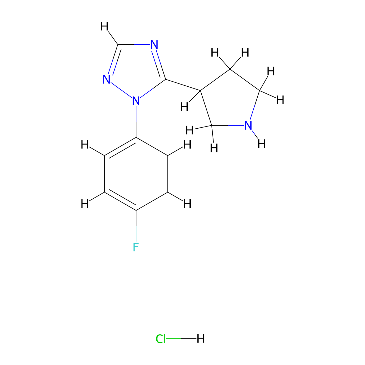 1-(4-fluorophenyl)-5-(pyrrolidin-3-yl)-1H-1,2,4-triazole hydrochloride molecular structure, CAS 2490709-37-8