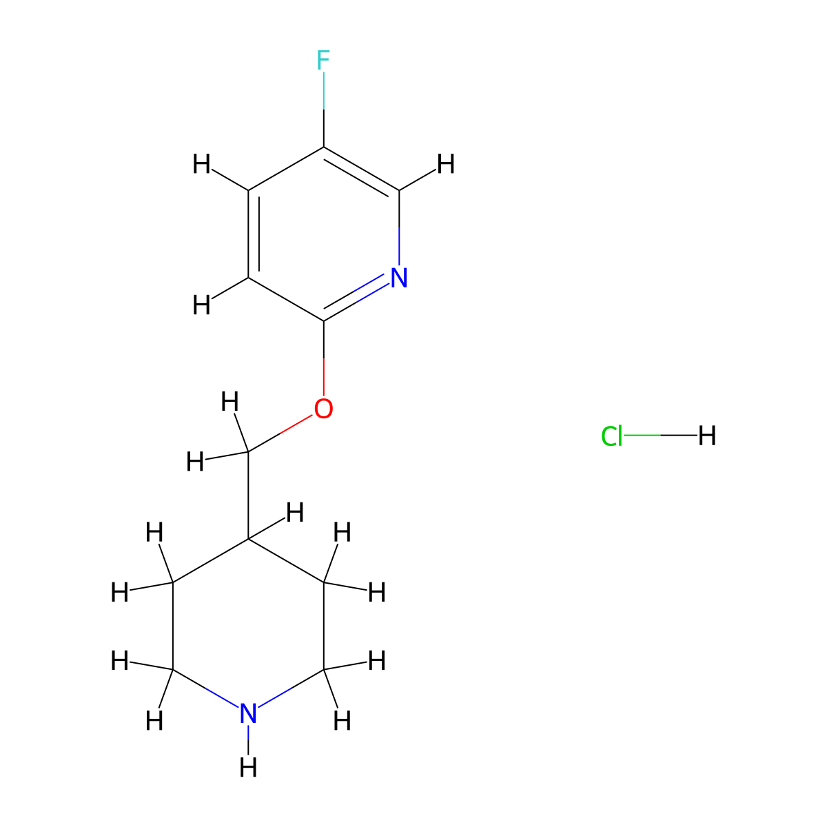 5-Fluoro-2-(piperidin-4-ylmethoxy)pyridine hydrochloride molecular structure, CAS 2490709-38-9