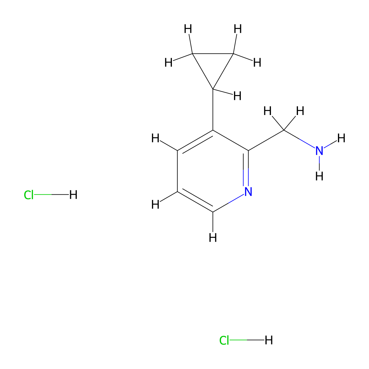 1-(3-Cyclopropylpyridin-2-yl)methanamine dihydrochloride molecular structure, CAS 2490709-39-0