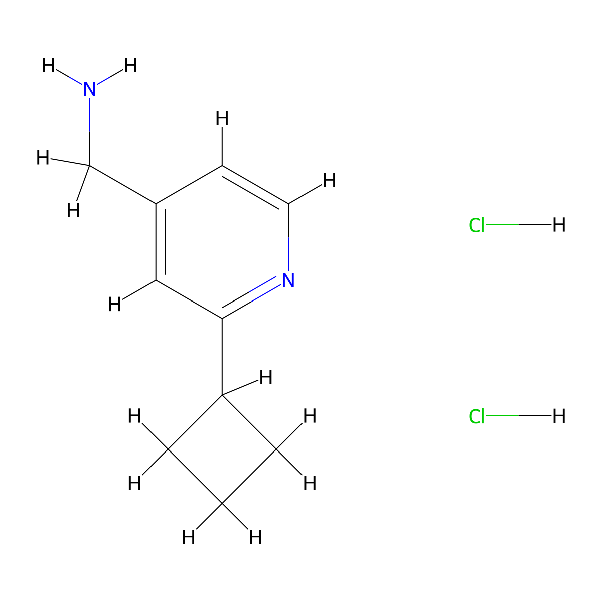 1-(2-Cyclobutylpyridin-4-yl)methanamine dihydrochloride molecular structure, CAS 2490709-42-5