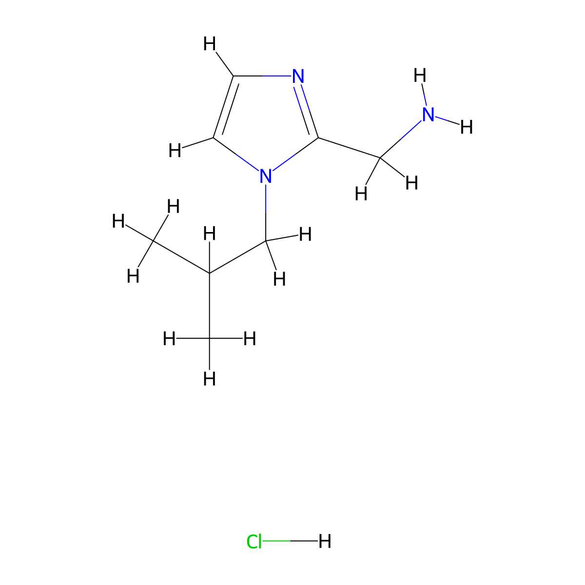1-[1-(2-methylpropyl)-1H-imidazol-2-yl]methanamine hydrochloride molecular structure, CAS 2490709-43-6