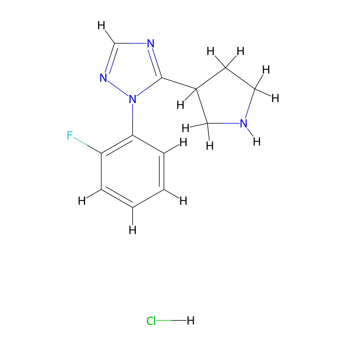 1-(2-fluorophenyl)-5-(pyrrolidin-3-yl)-1H-1,2,4-triazole hydrochloride molecular structure, CAS 2490709-46-9