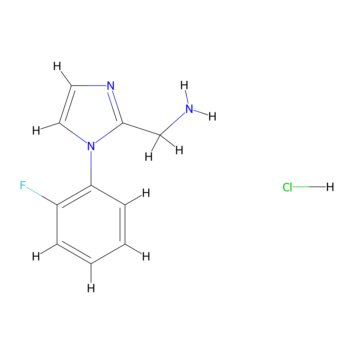 1-[1-(2-fluorophenyl)-1H-imidazol-2-yl]methanamine hydrochloride molecular structure, CAS 2490709-47-0