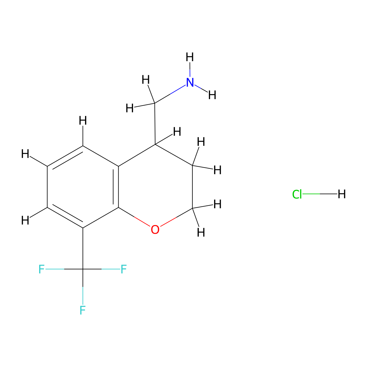 1-[8-(trifluoromethyl)-3,4-dihydro-2H-1-benzopyran-4-yl]methanamine hydrochloride molecular structure, CAS 2490709-53-8